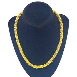 Vintage Gold Tone Twisted Rope Chain Silver Detail